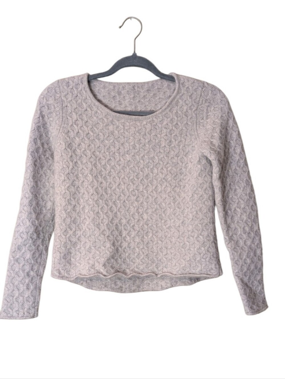 Garnet Hill Cashmere Sweater Geometric Lattice Knit Boxy Pullover Gray sz Small